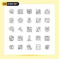 Editable Vector Line Pack of 25 Simple Lines of colony city notepad update news Editable Vector Design Elements