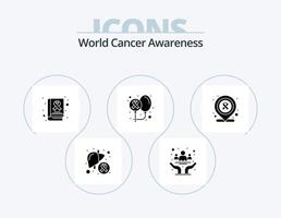 World Cancer Awareness Glyph Icon Pack 5 Icon Design. health. cancer. day. balloons. cancer vector