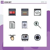 Set of 9 Modern UI Icons Symbols Signs for search science comparison platform application Editable Vector Design Elements