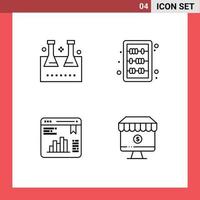 4 4 usuario interfaz línea paquete de moderno señales y símbolos de químico matraz gráfico laboratorio cristalería educación grafico editable vector diseño elementos