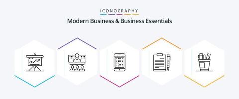 Modern Business And Business Essentials 25 Line icon pack including ipad. device. business. computer. online vector