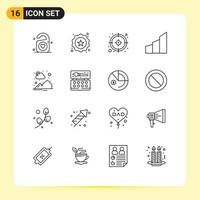 Stock Vector Icon Pack of 16 Line Signs and Symbols for mountain office blocks business modern building architecture Editable Vector Design Elements