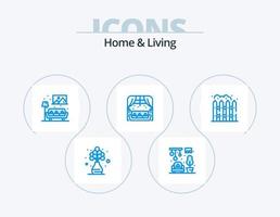 Home And Living Blue Icon Pack 5 Icon Design. fence. home. living. sofa. living vector