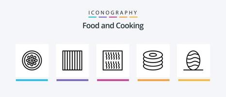 comida línea 5 5 icono paquete incluso embalar. grano. alimento. cocina. rápido alimento. creativo íconos diseño vector