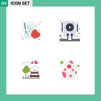 Editable Vector Line Pack of 4 Simple Flat Icons of drink tree apple hdd love Editable Vector Design Elements