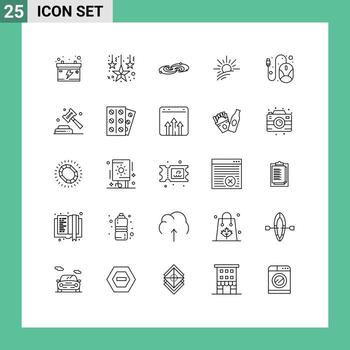 Pictogram Set of 25 Simple Lines of mouse computer planets spring light Editable Vector Design Elements