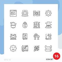 16 Universal Outlines Set for Web and Mobile Applications egg gear group setting star wars Editable Vector Design Elements