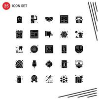 Universal Icon Symbols Group of 25 Modern Solid Glyphs of phone interior kill drawer boxes Editable Vector Design Elements