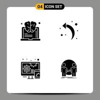 Set of 4 Modern UI Icons Symbols Signs for brain responsive think left arrow clone Editable Vector Design Elements