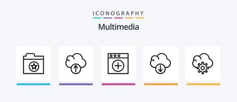 multimedia línea 5 5 icono paquete incluso . abierto. almacenamiento. archivos. creativo íconos diseño vector