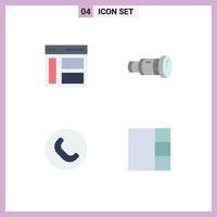 Group of 4 Flat Icons Signs and Symbols for communication media sidebar camcorder handset Editable Vector Design Elements