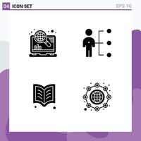 Stock Vector Icon Pack of 4 Line Signs and Symbols for internet reading seo job learning Editable Vector Design Elements