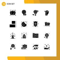 Pictogram Set of 16 Simple Solid Glyphs of horizontal write flying baloon thinking head Editable Vector Design Elements