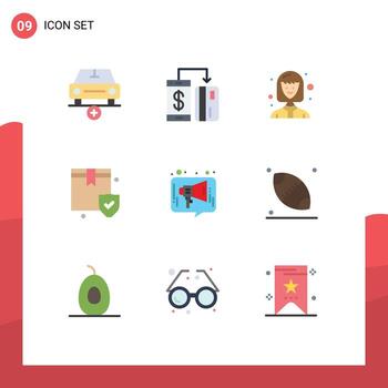 9 9 usuario interfaz plano color paquete de moderno señales y símbolos de charla seguridad pago proteccion estudiante editable vector diseño elementos