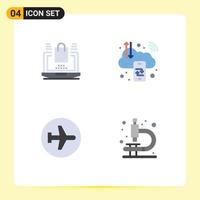 Pictogram Set of 4 Simple Flat Icons of business aero plane shopping computing airport Editable Vector Design Elements