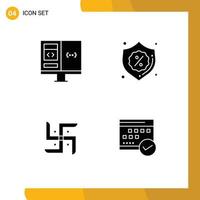 4 User Interface Solid Glyph Pack of modern Signs and Symbols of app church develop badge pray Editable Vector Design Elements