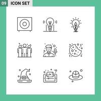 Stock Vector Icon Pack of 9 Line Signs and Symbols for competitive business solution light electricity Editable Vector Design Elements