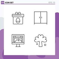 Pictogram Set of 4 Simple Filledline Flat Colors of gift design easter wardrobe website Editable Vector Design Elements