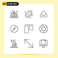 Set of 9 Modern UI Icons Symbols Signs for top crypto currency beach crypto fair coin Editable Vector Design Elements