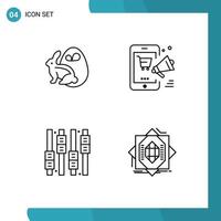 Set of 4 Modern UI Icons Symbols Signs for egg control rabbit shopping equalizer Editable Vector Design Elements