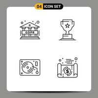 Pictogram Set of 4 Simple Filledline Flat Colors of data arts award marketing banking Editable Vector Design Elements