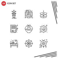 9 Universal Outline Signs Symbols of justice balance screen accuracy shepping Editable Vector Design Elements