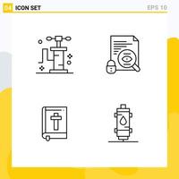 Stock Vector Icon Pack of 4 Line Signs and Symbols for pump easter file surveillance heater Editable Vector Design Elements