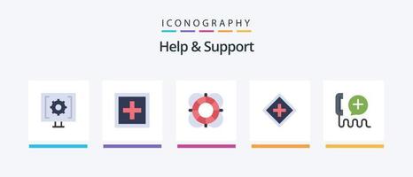 Help And Support Flat 5 Icon Pack Including increase. customer. question. support. lifeguard. Creative Icons Design vector