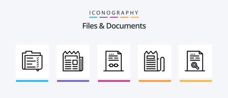 Files And Documents Line 5 Icon Pack Including paper. note. file. paper. newsletter. Creative Icons Design vector