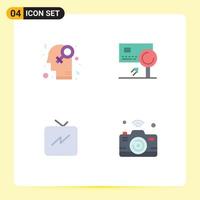 Group of 4 Flat Icons Signs and Symbols for feminism twitter homosexuality card refresh Editable Vector Design Elements