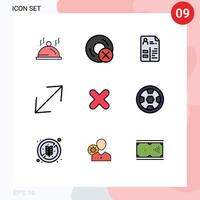 Group of 9 Filledline Flat Colors Signs and Symbols for cancel scale hardware corner portfolio Editable Vector Design Elements