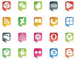20 Social Media Speech Bubble Style Logo like opera air bnb rss myspace browser vector