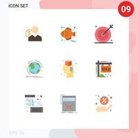 9 Universal Flat Colors Set for Web and Mobile Applications discover globe food seo optimization Editable Vector Design Elements