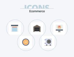 Ecommerce Flat Icon Pack 5 Icon Design. commerce. warehouse. find. structure. ecommerce vector