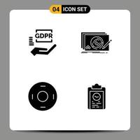 Modern Set of 4 Solid Glyphs and symbols such as compliance cosmos protection new symbolism Editable Vector Design Elements