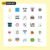 Pack of 25 Modern Flat Colors Signs and Symbols for Web Print Media such as safe box internet waves encryption mechanization Editable Vector Design Elements