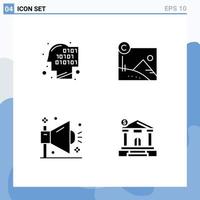 4 Thematic Vector Solid Glyphs and Editable Symbols of binary marketing recognition copyright seo Editable Vector Design Elements