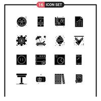 16 Creative Icons Modern Signs and Symbols of gear sheet creative report file Editable Vector Design Elements