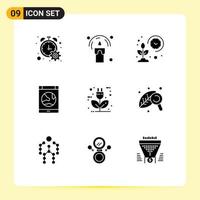 Pack of 9 creative Solid Glyphs of smartphone internet farm connection smart Editable Vector Design Elements