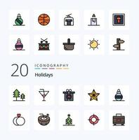 20 Holidays Line Filled Color icon Pack like holiday easter love christmas holiday vector