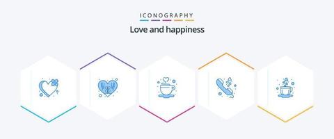 Love 25 Blue icon pack including love. coffee. cup. phone call. communication vector