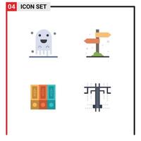 Group of 4 Modern Flat Icons Set for ghost archive scary direction database Editable Vector Design Elements