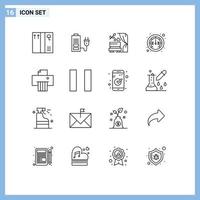 16 Creative Icons Modern Signs and Symbols of pause paper wedding device meter Editable Vector Design Elements