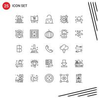 Set of 25 Modern UI Icons Symbols Signs for cap repair monitor maintenance unlock Editable Vector Design Elements