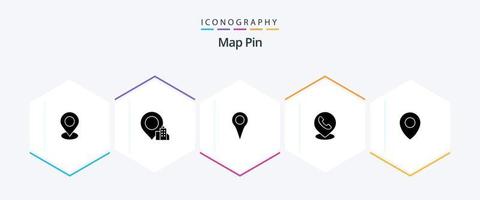 Map Pin 25 Glyph icon pack including pin. location. location. location. phone vector