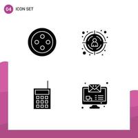 Group of 4 Modern Solid Glyphs Set for sew walkie target hardware message Editable Vector Design Elements