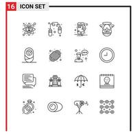 16 Outline concept for Websites Mobile and Apps para cord camping rope smartphone boy protractor Editable Vector Design Elements