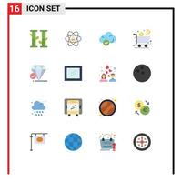 Mobile Interface Flat Color Set of 16 Pictograms of product cart power box storage Editable Pack of Creative Vector Design Elements