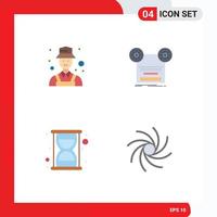 Group of 4 Flat Icons Signs and Symbols for avatar efficiency detect retro time Editable Vector Design Elements