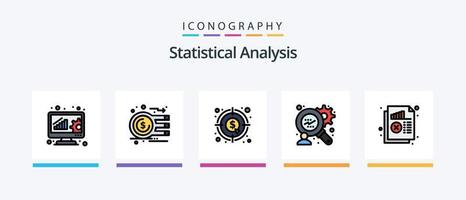 Statistical Analysis Line Filled 5 Icon Pack Including . graph magnifying. analysis. graph analysis. statistic. Creative Icons Design vector